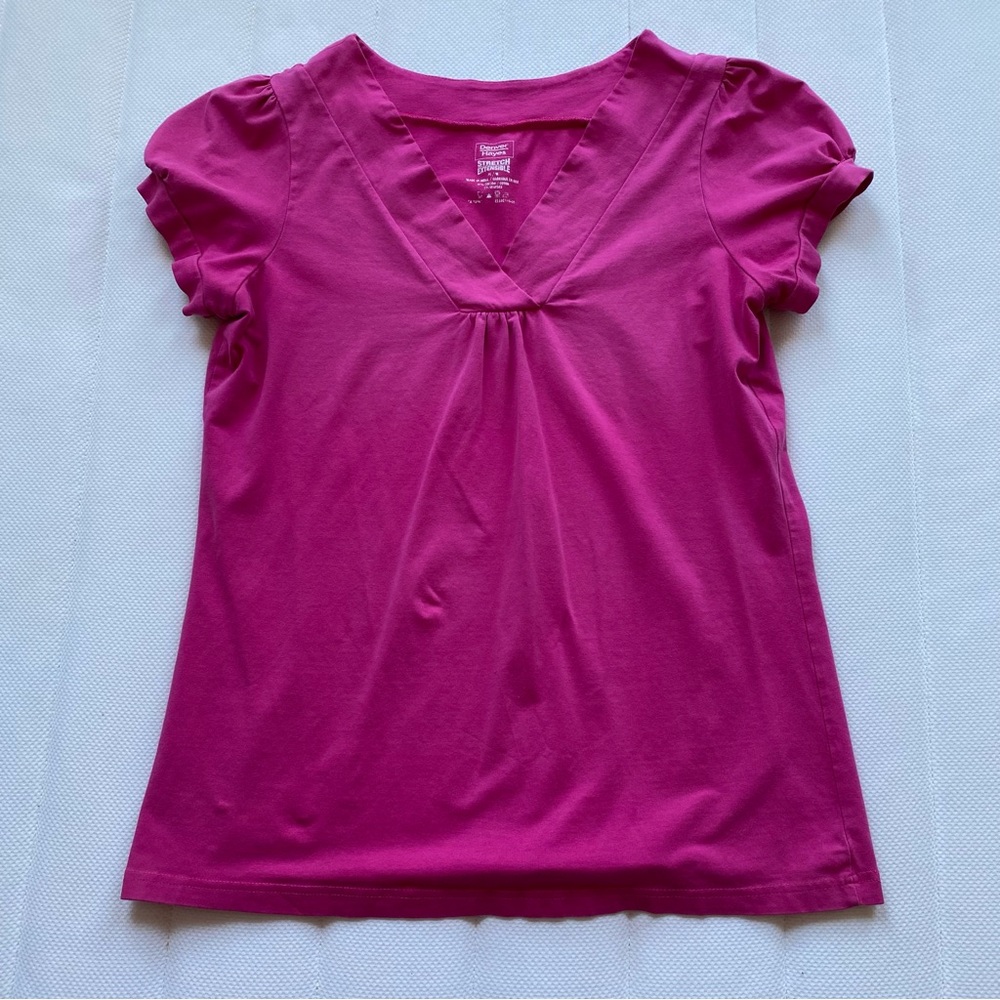 Denver Hayes Fuchsia V-Neck Puff Sleeve Top